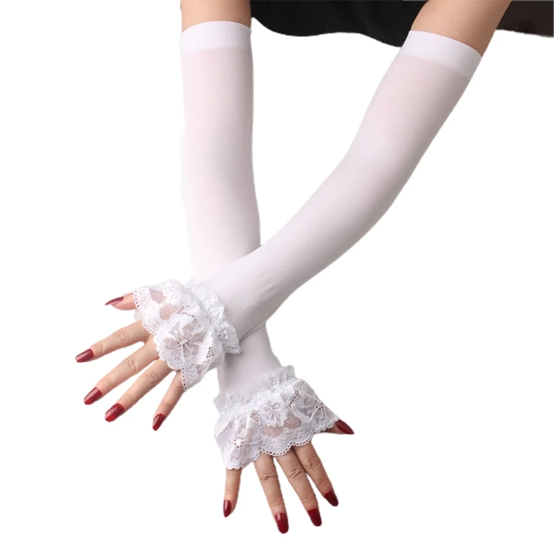 Women Sunscreen Ice Silk Fingerless Driving Gloves Flared Floral Lace Patchwork Arm Warmers Sleeves Cooling Scar Cover
Women Sunscreen Ice Silk Fingerless Driving Gloves Flared Floral Lace Patchwork Arm Warmers Sleeves Cooling Scar Cover