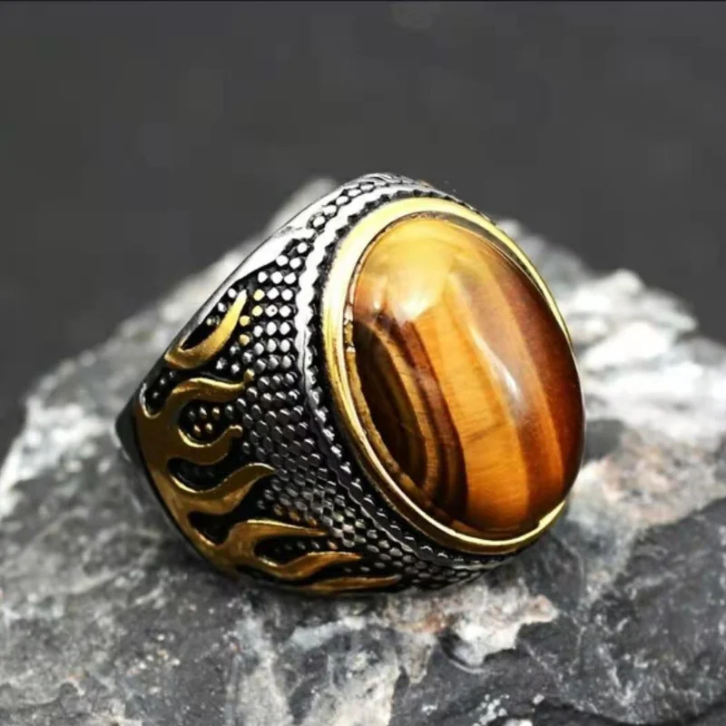 European and American New Flame Ring Men's Ring New Tiger Eye Retro Punk Ring Wild Creative Zircon Ladies Ring
European and American New Flame Ring Men's Ring New Tiger Eye Retro Punk Ring Wild Creative Zircon Ladies Ring
