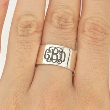 Кольцо с монограммой из серебра 925 пробы гравировкой|monogram ring|ring