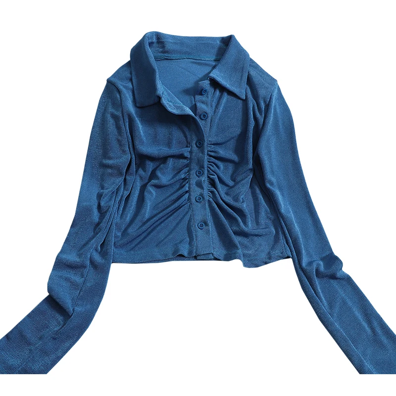 Autumn solid color cardigan shirt female vintage top fashion Korean buttoned lapel pleated Casual shirt blouse women's tops
Autumn solid color cardigan shirt female vintage top fashion Korean buttoned lapel pleated Casual shirt blouse women's tops