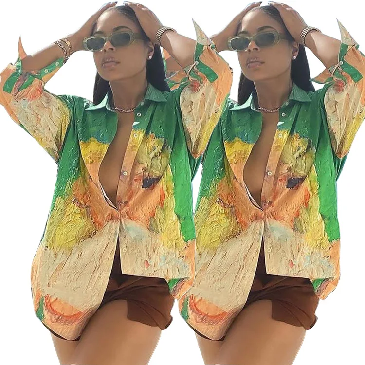Hand-Painted Loose Women Button Up Blouse Long Sleeve Loose Sexy Casual Tie-dye Shirt Mid-length Shirts Woman Tops Fall Fashion
Hand-Painted Loose Women Button Up Blouse Long Sleeve Loose Sexy Casual Tie-dye Shirt Mid-length Shirts Woman Tops Fall Fashion
