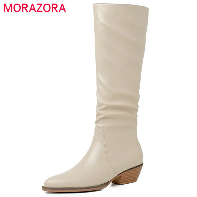 MORAZORA 2022 Brand Cowboy Western Boots Women Genuine Leather Boots Zip Pointed Toe Pleated Knee High Boots Women Shoes
MORAZORA 2022 Brand Cowboy Western Boots Women Genuine Leather Boots Zip Pointed Toe Pleated Knee High Boots Women Shoes