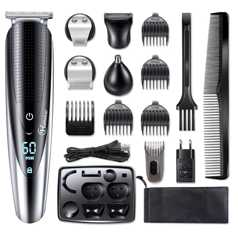 

HATTEKER Professional Hair Clipper for Men Rechargeable electric razor 5 in 1 Hair Trimmer hair cutting machine beard trimer 598