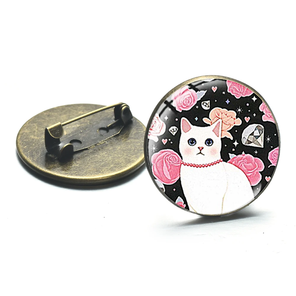 Cute Princess Cat Cartoon Brooches Jetoy Choo 3D Print Glass Cabochon Metal Pins Kawaii Girls Backpack Clothes Badge | Украшения и