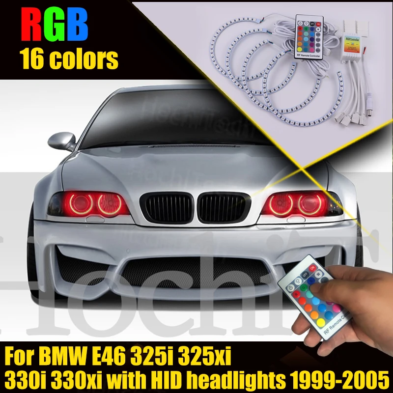 Multi-Color Changing LED RGB SMD Headlight Halo Ring Set for BMW E46 325i 325xi 330i 330xi with HID Headlights 1999-2005
Multi-Color Changing LED RGB SMD Headlight Halo Ring Set for BMW E46 325i 325xi 330i 330xi with HID Headlights 1999-2005