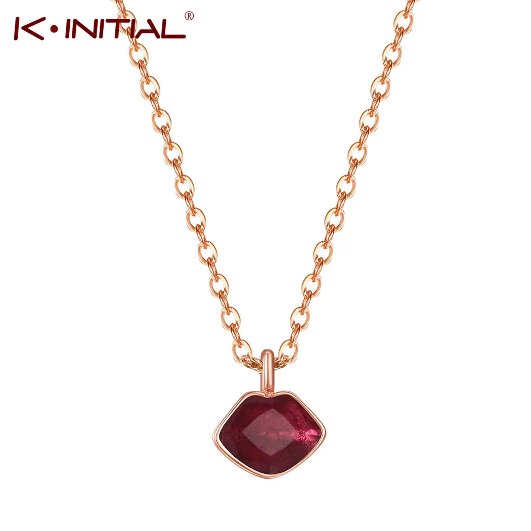 

Kinitial Fashion Red Lips Necklace For Women Lover's Crystal Pendant Necklace Engagement Geometric Choker Chain Jewelry