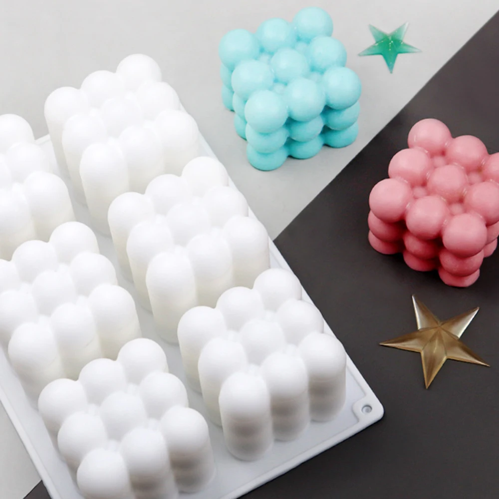 6 Cavities 3D Cube Candle Mould Silicone Wax Bubble Cake Dessert Plaster Mold Form for Cooking Kitchen Tools
6 Cavities 3D Cube Candle Mould Silicone Wax Bubble Cake Dessert Plaster Mold Form for Cooking Kitchen Tools