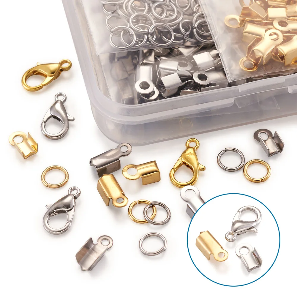 DIY Jewelry Findings Accessories Kit Stainless Steel Fold Crimp Ends Bead Open Jump Rings Lobster Claw Clasps for Jewelry Making
DIY Jewelry Findings Accessories Kit Stainless Steel Fold Crimp Ends Bead Open Jump Rings Lobster Claw Clasps for Jewelry Making
