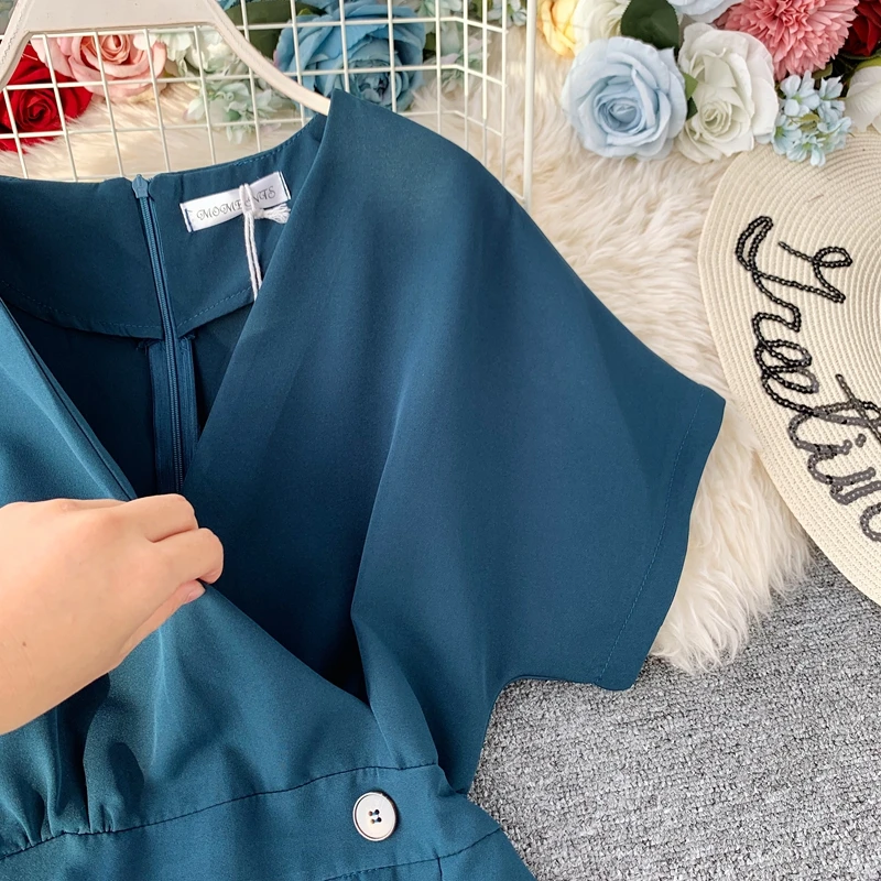 Summer Vintage Women Long Dresses Short Sleeve Single Breasted Women's Dress Femme Short Sleeve Long Dress
Summer Vintage Women Long Dresses Short Sleeve Single Breasted Women's Dress Femme Short Sleeve Long Dress