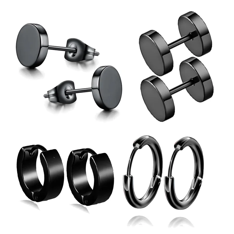 1 Set 4 Pair Different Types Shape Unisex Black Color Stainless Steel Piercing Earring For Women Men Punk Gothic Barbell Earring
1 Set 4 Pair Different Types Shape Unisex Black Color Stainless Steel Piercing Earring For Women Men Punk Gothic Barbell Earring