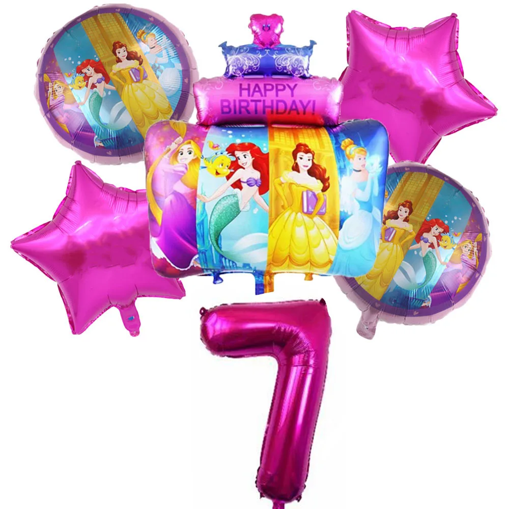 6 шт диснеевской принцессы торт фольга шарики baby shower 32 дюймов номер на день