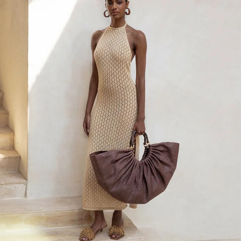 2021 Summer Women's Sexy Hollow Halter Neck Strap Split Beach Long Dress Robe Vestido De Mujer Femme Sukienka
2021 Summer Women's Sexy Hollow Halter Neck Strap Split Beach Long Dress Robe Vestido De Mujer Femme Sukienka