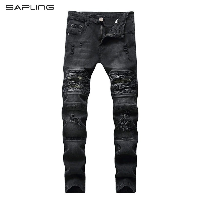New Mens Ripped Jeans High-quality Cotton Black Slim Skinny Motorcycle Jeans Men Vintage Distressed Denim Hip hop Male Trousers
New Mens Ripped Jeans High-quality Cotton Black Slim Skinny Motorcycle Jeans Men Vintage Distressed Denim Hip hop Male Trousers