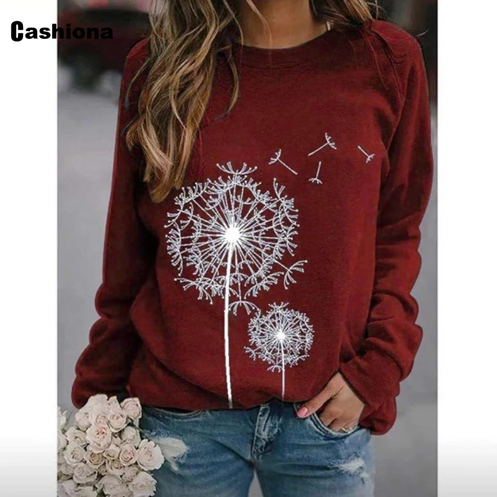 2020 European and American style Sweatshirts Women Long Sleeve Autumn Casual Tops Dandelion Print Shirt Plus size Femme Clothes
2020 European and American style Sweatshirts Women Long Sleeve Autumn Casual Tops Dandelion Print Shirt Plus size Femme Clothes