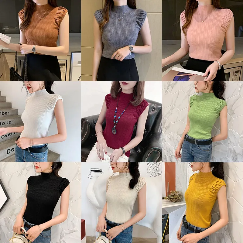 Candy Color Female T-Shirt Summer Knit T Shirt Women Sexy Turtleneck Short Sleeve Casual Elegant Tee
Candy Color Female T-Shirt Summer Knit T Shirt Women Sexy Turtleneck Short Sleeve Casual Elegant Tee