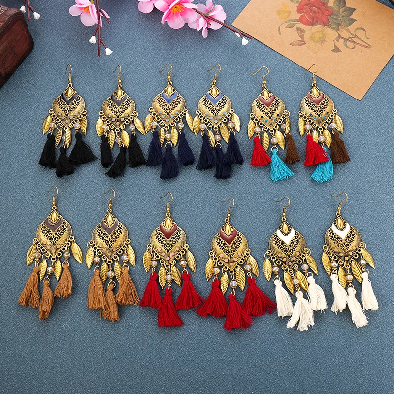 2020 Ladies Fashion Trend Creative New Earrings Exquisite Temperament Retro Ethnic Style Leaf Drop Tassel Earrings
2020 Ladies Fashion Trend Creative New Earrings Exquisite Temperament Retro Ethnic Style Leaf Drop Tassel Earrings