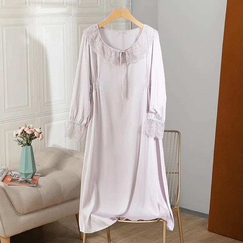 Nightdress Female Spring Autumn Sleepwear Nightgown Sweet Court Style Lace Trim Home Dressing Gown Long Sleeve Long Sleepshirt
Nightdress Female Spring Autumn Sleepwear Nightgown Sweet Court Style Lace Trim Home Dressing Gown Long Sleeve Long Sleepshirt