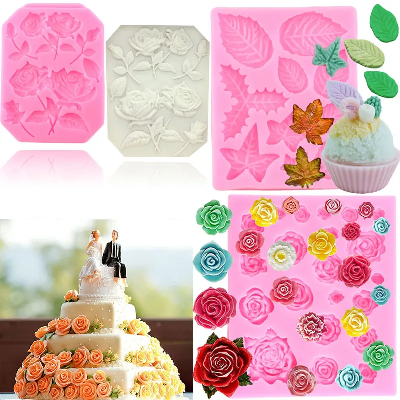 Rose Flowers Silicone Mold Leaf Chocolate Gumpaste Molds Wedding Fondant Cake Decorating Tools Candy Moulds Kitchen accessories
Rose Flowers Silicone Mold Leaf Chocolate Gumpaste Molds Wedding Fondant Cake Decorating Tools Candy Moulds Kitchen accessories