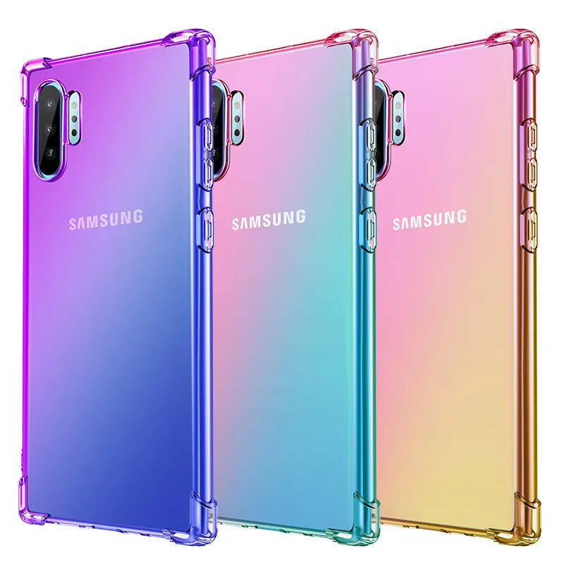 Роскошный градиентный цветной чехол для телефона Samsung Galaxy Note 10 Plus мягкий