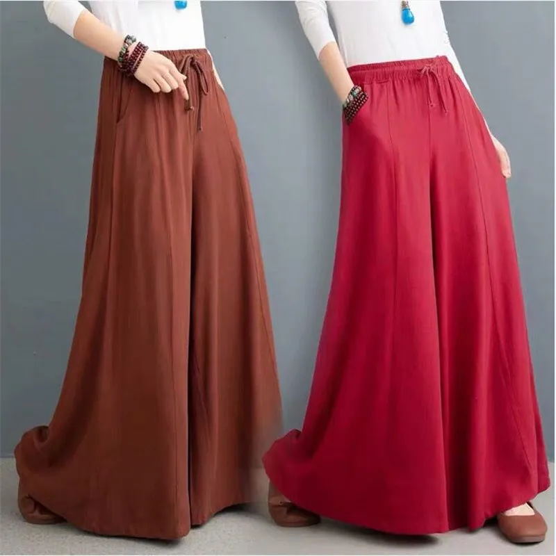 2022 Women Fashion Wide Leg Pants High Waist Thin Cotton Linen Long Pants Casual Loose Trousers Vintage Pantalon -
2022 Women Fashion Wide Leg Pants High Waist Thin Cotton Linen Long Pants Casual Loose Trousers Vintage Pantalon -