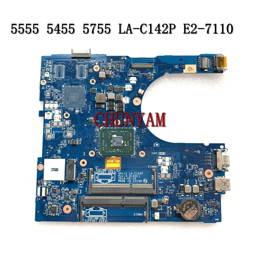 AAL12 LA C142P E2 7110 CN 0Y7P00 Y7P00 для DELL INSPIRON 15 5000 5555 5455 5755 Материнская плата ноутбука 100%