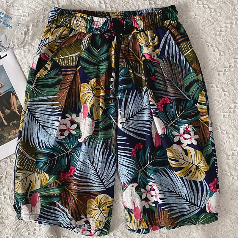 2021 Summer Hipster Casual Shorts Men Beach Loose Mid Waist Drawstring Short Trouser Fashion Leaf Printing Men Harajuku Shorts
2021 Summer Hipster Casual Shorts Men Beach Loose Mid Waist Drawstring Short Trouser Fashion Leaf Printing Men Harajuku Shorts