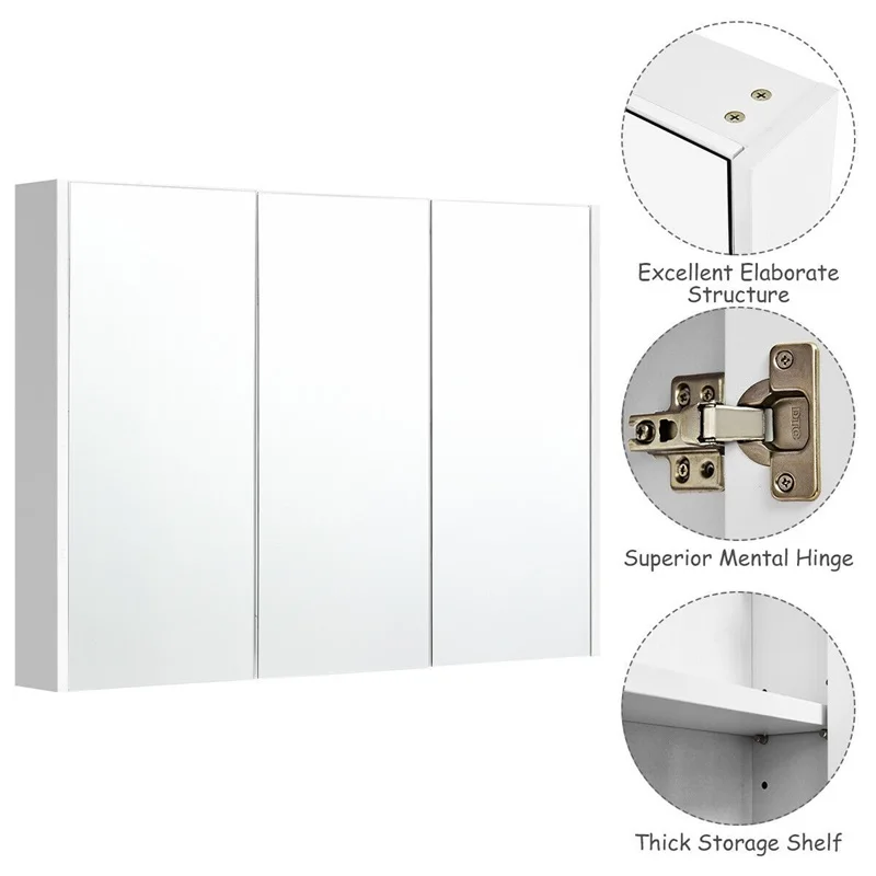 Bathroom Medicine Cabinet 3 Mirrors Wall 3 Different Heights Adjustable Shelf Kitchen Bedroom Bathroom Storage Cabinet HW61065
Bathroom Medicine Cabinet 3 Mirrors Wall 3 Different Heights Adjustable Shelf Kitchen Bedroom Bathroom Storage Cabinet HW61065