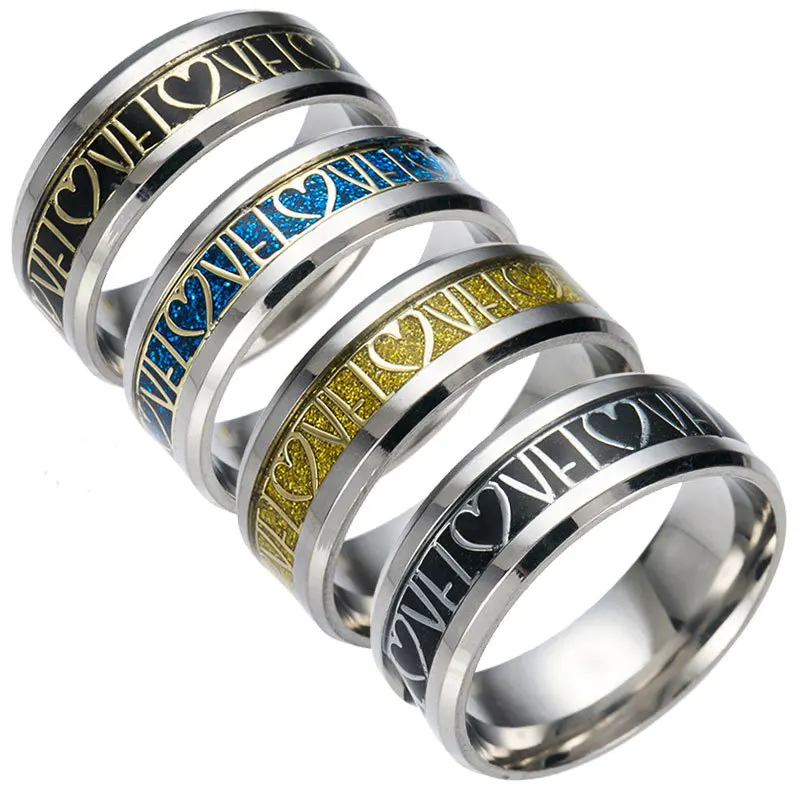 New Jewelry European American Love Letters Ring Couple Original Ornament Engagement Wedding Ring Stainless Steel Ring
New Jewelry European American Love Letters Ring Couple Original Ornament Engagement Wedding Ring Stainless Steel Ring