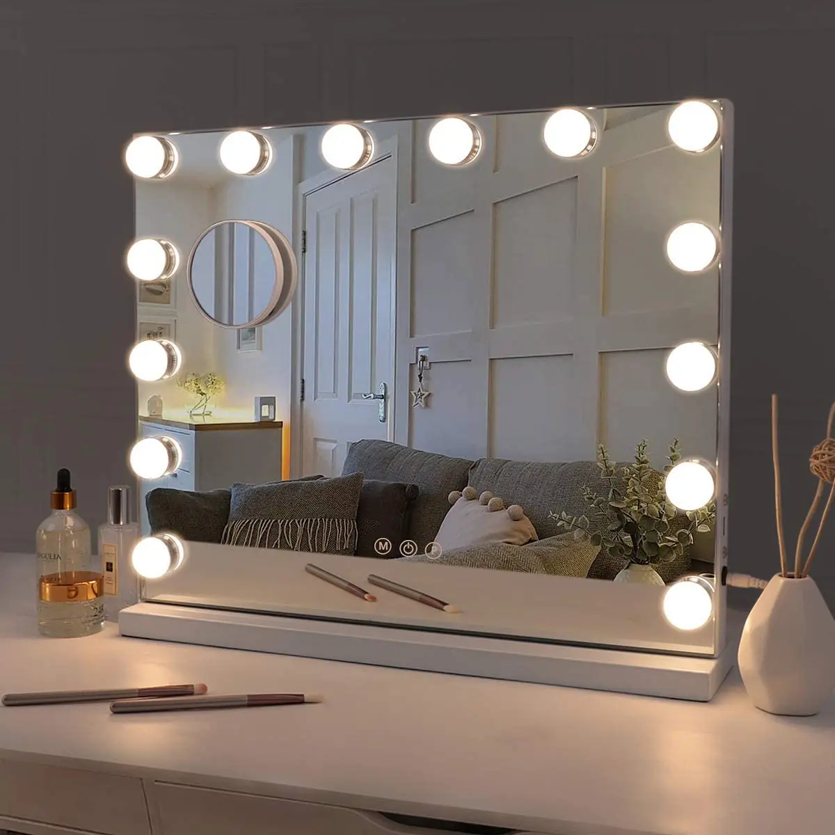 Vanity Mirror with Lights Hollywood Mirror Adjustable LED Bulbs 3 Color Lighting Touch Screen 10X Magnifying mirror Beauty Tools
Vanity Mirror with Lights Hollywood Mirror Adjustable LED Bulbs 3 Color Lighting Touch Screen 10X Magnifying mirror Beauty Tools