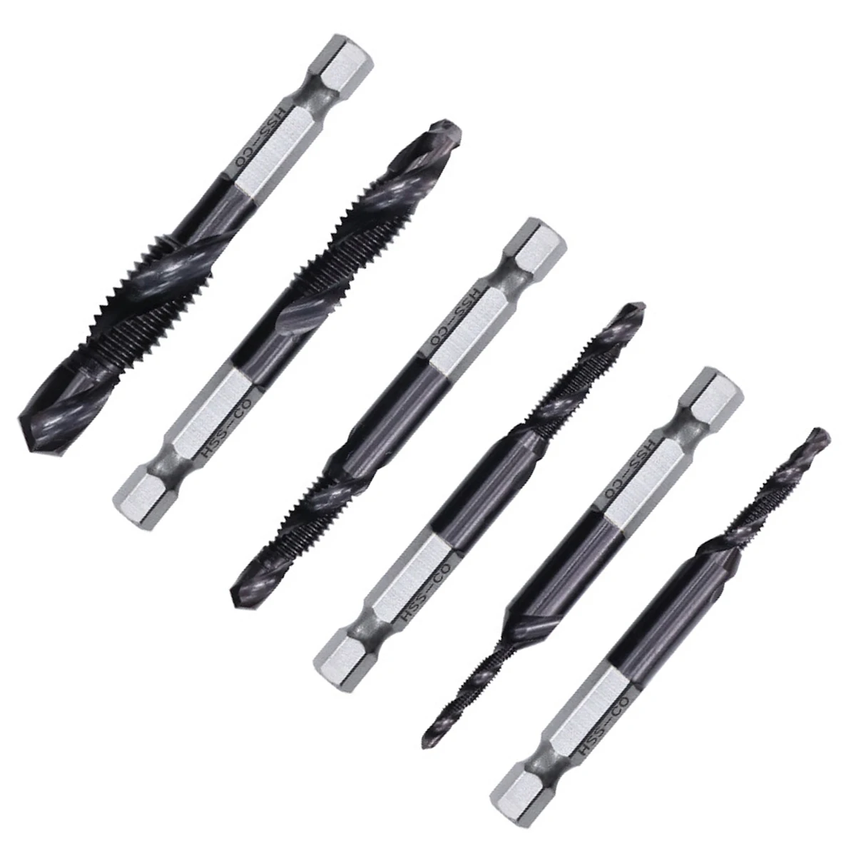 6pcs 1/4 Hex Shank HSS Composite Tap Drill Bit Screw Spiral Drill Tapper Drill Bits1/4 Hex Shank HSS Composite Tap Drill Bit
6pcs 1/4 Hex Shank HSS Composite Tap Drill Bit Screw Spiral Drill Tapper Drill Bits1/4 Hex Shank HSS Composite Tap Drill Bit