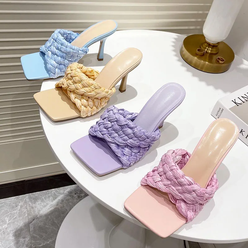 2021 Fashion Brand Weave Women High Heel Slipper Pump New Summer Ladies Slides Square Open Toe Mules Slip On Sandal Shoes
2021 Fashion Brand Weave Women High Heel Slipper Pump New Summer Ladies Slides Square Open Toe Mules Slip On Sandal Shoes
