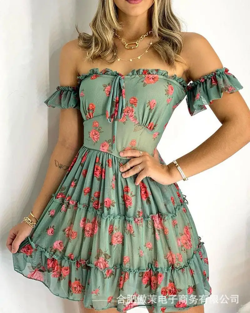 Vintage Floral Women Dress 2021 Summer Women's Green Dress
Vintage Floral Women Dress 2021 Summer Women's Green Dress