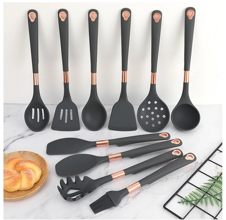 

Nonstick Cute Cookware Set Silicone Black Kitchen Convenient 10 Piece Cookware Set Home Dinner Kookgerei Cooking Utensils