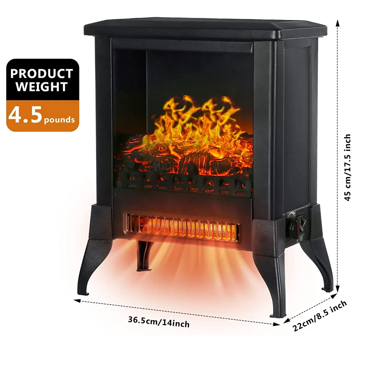 17.5" 1400W Wall Mounted Electric Fireplace Stove 3D Realistic Flame Fire Freestanding Household Indoor Space Heater Winter
17.5" 1400W Wall Mounted Electric Fireplace Stove 3D Realistic Flame Fire Freestanding Household Indoor Space Heater Winter