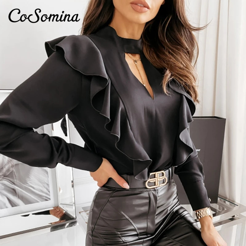 CoSomina Sexy ruffled women blouse shirt Elegant hollow out female top shirt Long sleeve autumn winter office ladies blouse
CoSomina Sexy ruffled women blouse shirt Elegant hollow out female top shirt Long sleeve autumn winter office ladies blouse