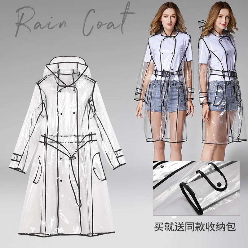 Fashion Transparent Soft Raincoat Bag Belt Long Performance EVA Play Water Suit Adult Student Male and Female Couple Coat 5YY102 | Дом и сад