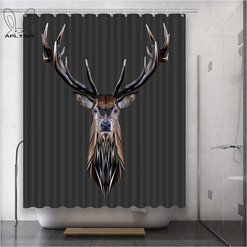 Cartoon Deer Black Deer Shadow Mysterious Black Polyester Fabric Shower Curtain for Bathroom with Plastic Hooks
Cartoon Deer Black Deer Shadow Mysterious Black Polyester Fabric Shower Curtain for Bathroom with Plastic Hooks