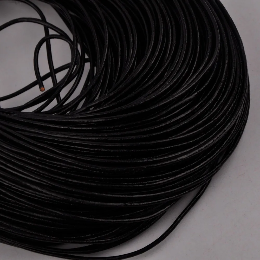 Оптовая продажа 100 м черный 1 мм 5 2 3 круглый шнур из натуральной кожи кожаные
