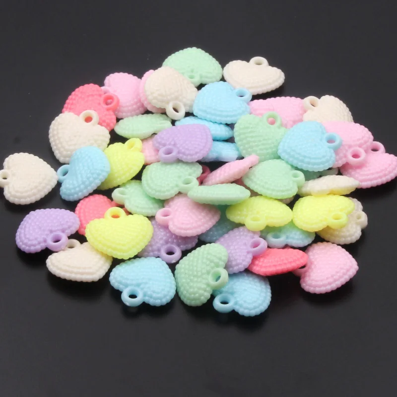 18mm 30pcs Cheap Plastic Acrylic Beads Love Heart Charms For Jewelry Making Charm Pendants Diy Bracelet Colgantes | Украшения и