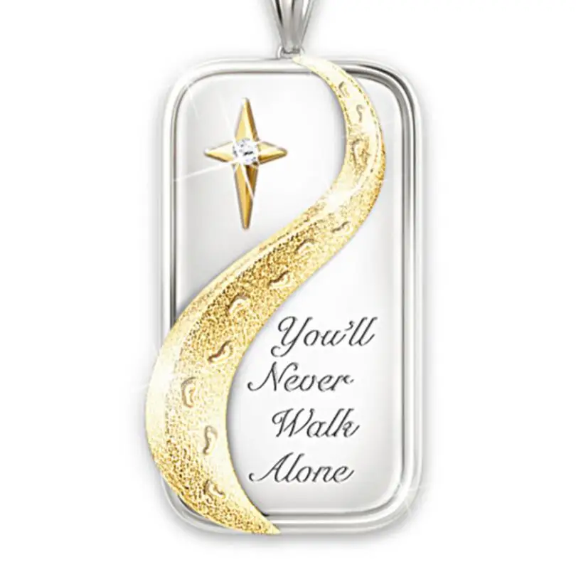 New Creative Square Two-color Letters Never Alone Footprint Pendant Neutral Fashion Hip Hop Trend Necklace Gift Wholesale
New Creative Square Two-color Letters Never Alone Footprint Pendant Neutral Fashion Hip Hop Trend Necklace Gift Wholesale