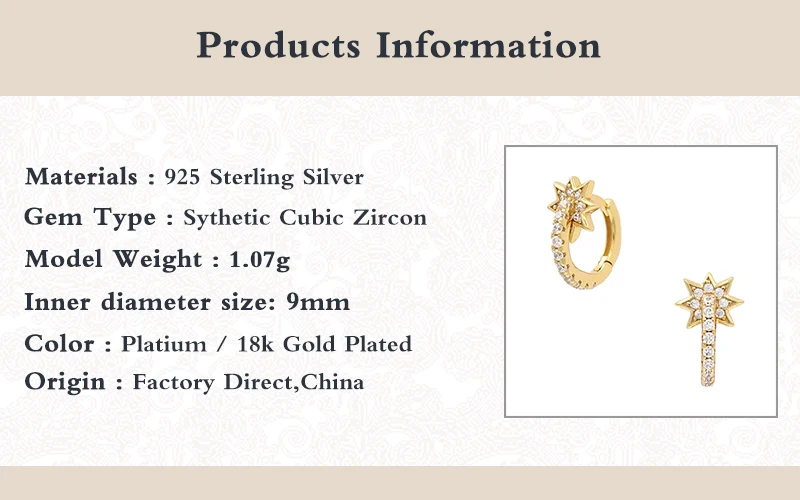 Romad Hoop Earrings 925 Sterling Silver Earrings For Women Bling Star Diamond Zircon Earrings Fine Jewelry Pendientes 2020 W5
Romad Hoop Earrings 925 Sterling Silver Earrings For Women Bling Star Diamond Zircon Earrings Fine Jewelry Pendientes 2020 W5