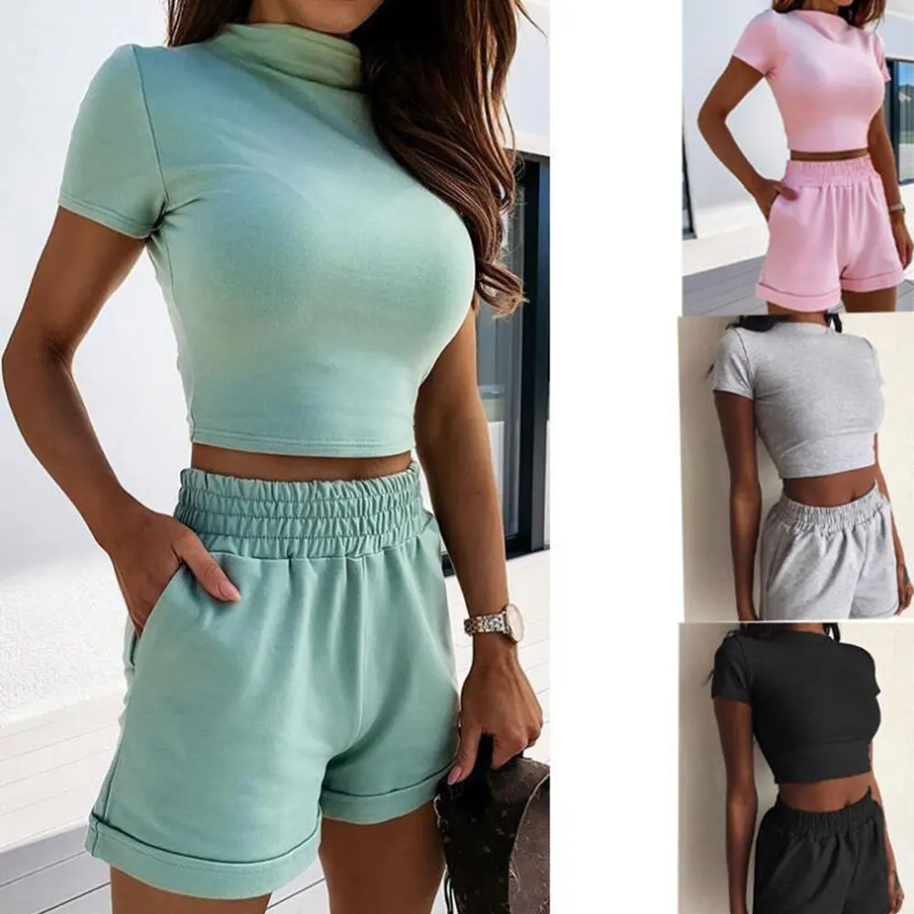 Jocoo Jolee Women Summer Two Pieces Set O-Neck Casual Skinny Crop Top Tracksuit And Elastic Waist Pockets Loose Solid Shorts 
Jocoo Jolee Women Summer Two Pieces Set O-Neck Casual Skinny Crop Top Tracksuit And Elastic Waist Pockets Loose Solid Shorts
