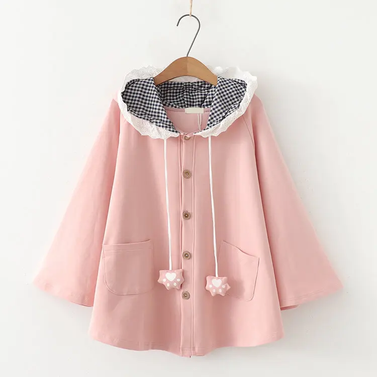 Cute Cat Women's Loose Cape Coat Batwing Sleeve Japanese MORI GIRL Fall Autumn Hooded Sweatshirt Tops Cloak
Cute Cat Women's Loose Cape Coat Batwing Sleeve Japanese MORI GIRL Fall Autumn Hooded Sweatshirt Tops Cloak