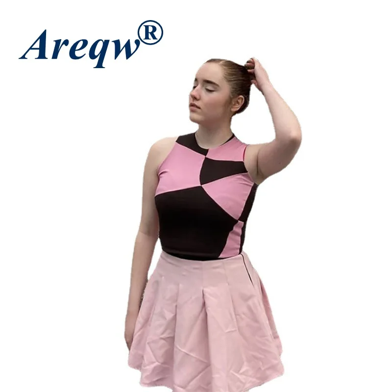 2021 Summer Women's New Product Fashion Stitching Sexy Sleeveless Navel Slim Slimming All-match Vest 
2021 Summer Women's New Product Fashion Stitching Sexy Sleeveless Navel Slim Slimming All-match Vest