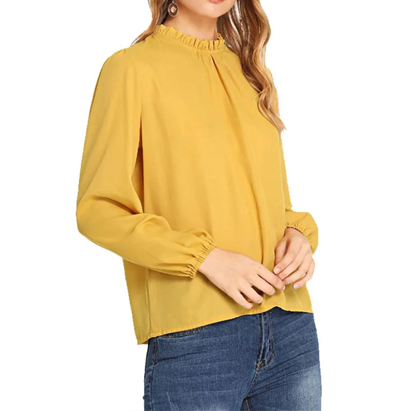 Women Autumn New Loose Casual Solid Color Ruffled Chiffon Shirt Fashion Sweet Stand Collar Long-sleeved Blouse
Women Autumn New Loose Casual Solid Color Ruffled Chiffon Shirt Fashion Sweet Stand Collar Long-sleeved Blouse