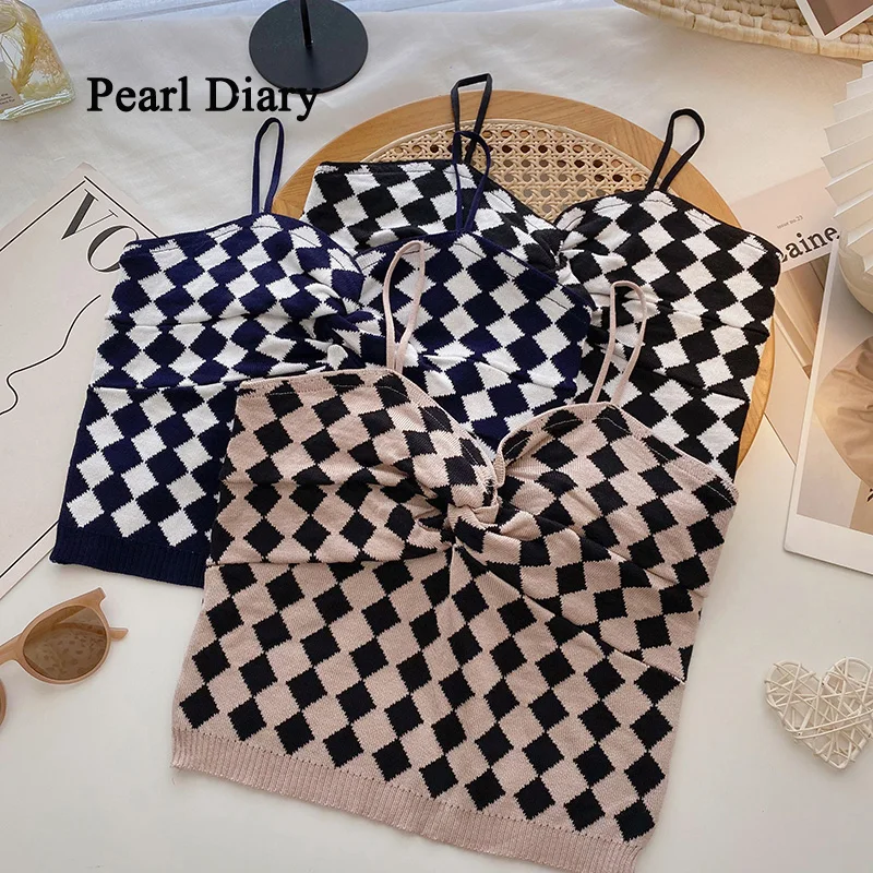 Женский жилет с жемчужным дневником, откровенный обтягивающий топ в мелкую клетку в Корейском стиле, одежда для весны и лета
Женский жилет с жемчужным дневником, откровенный обтягивающий топ в мелкую клетку в Корейском стиле, одежда для весны и лета