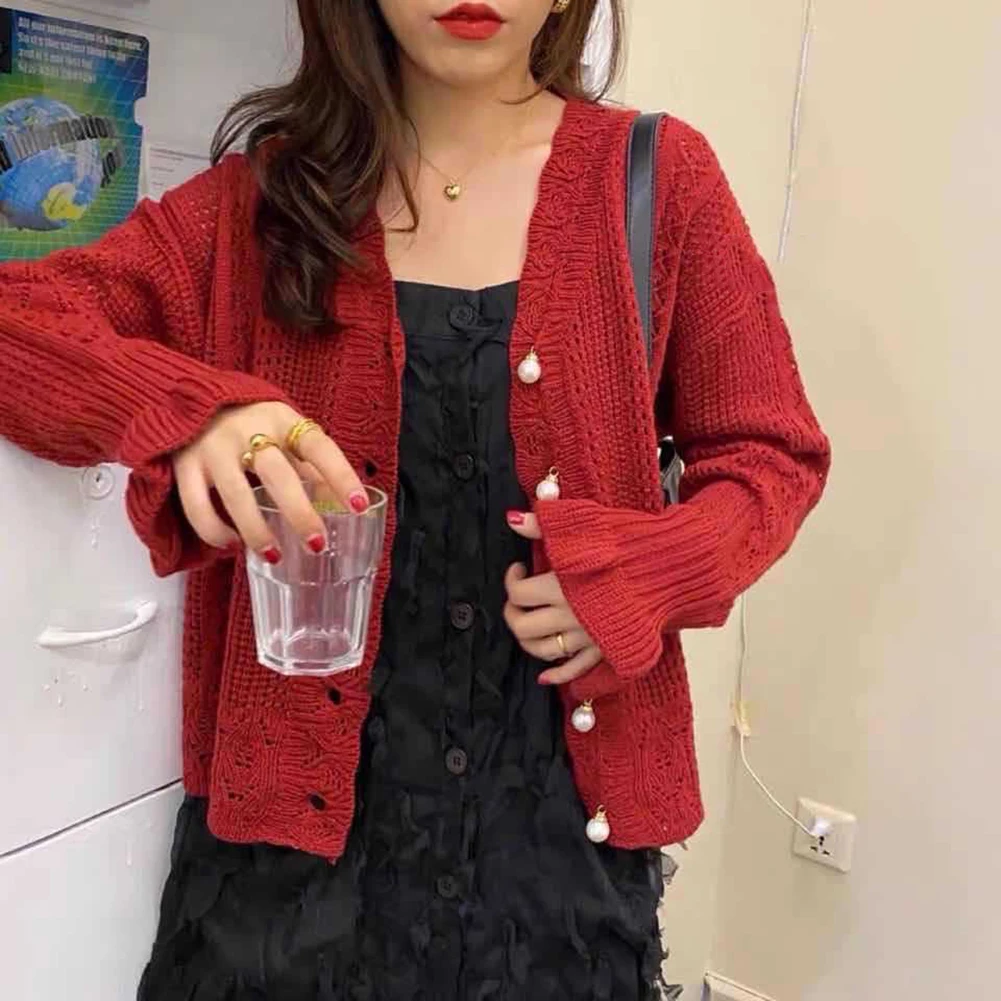 Women Knitted Cardigan Women Long Sleeve V Neck Hollow Out Solid Color Tops Casual Short Streetwear Sweater Jacket Spring Fall
Women Knitted Cardigan Women Long Sleeve V Neck Hollow Out Solid Color Tops Casual Short Streetwear Sweater Jacket Spring Fall