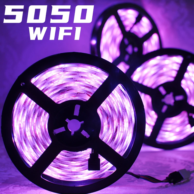 Светодиодная лента SMD60 RGB5050 с Wi Fi водонепроницаемая гибкая лампа диодной лентой 12