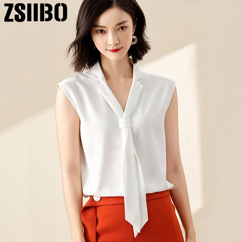2021 Summer Fashion Women Blouse Sleeveless V Neck Chiffon Shirt elegant office Ladies White shirt Plus Size Female Clothes 
2021 Summer Fashion Women Blouse Sleeveless V Neck Chiffon Shirt elegant office Ladies White shirt Plus Size Female Clothes