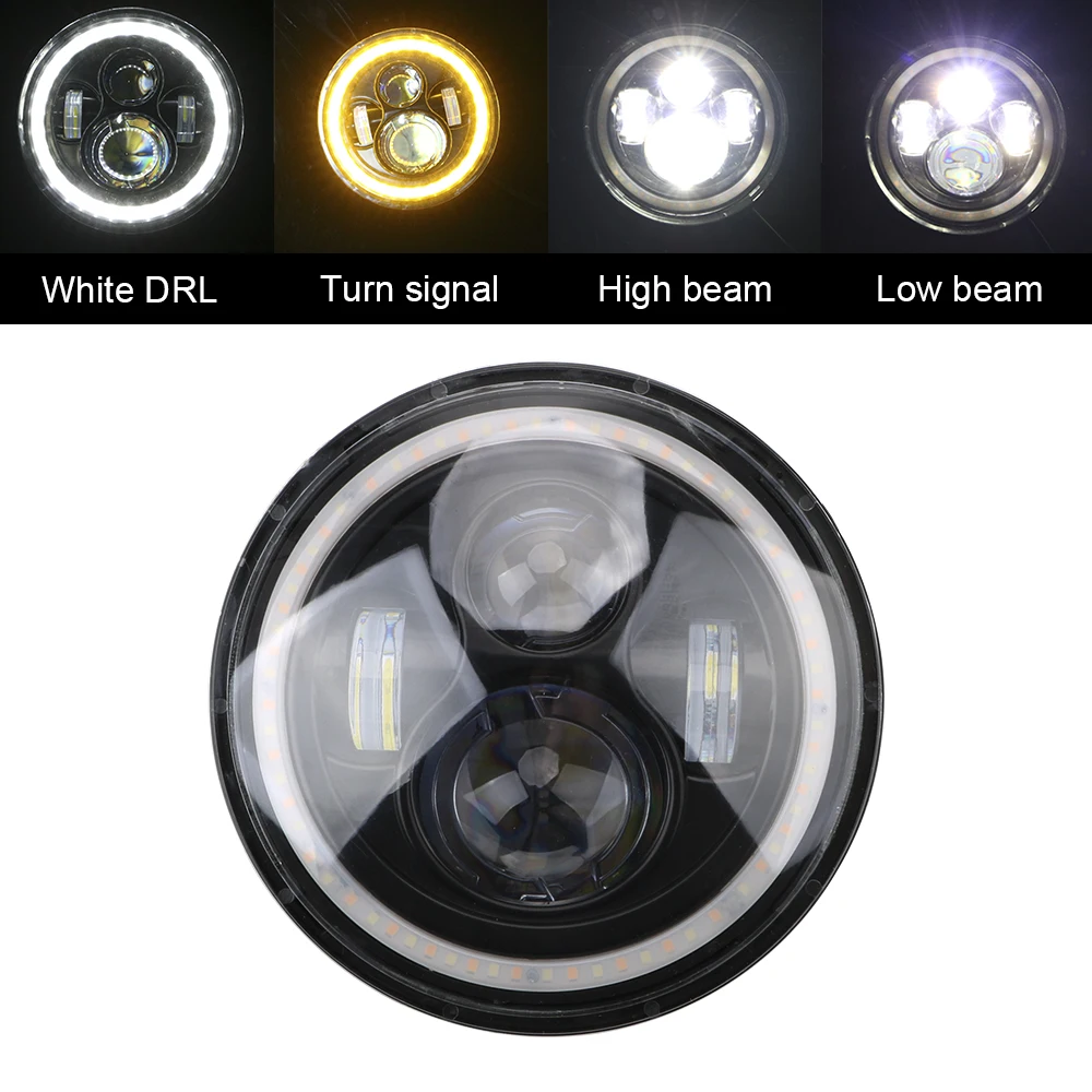 Daytime Running Light Super Bright DRL High Low Beam Turn Signal Lamps 80W Headlamp Assembly Angle Eyes 7inch LED Car Headlight
Daytime Running Light Super Bright DRL High Low Beam Turn Signal Lamps 80W Headlamp Assembly Angle Eyes 7inch LED Car Headlight